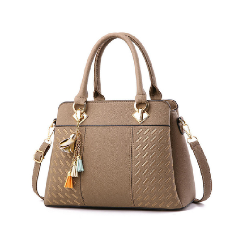 Solid Lady's Purse Leather Tote Bag
